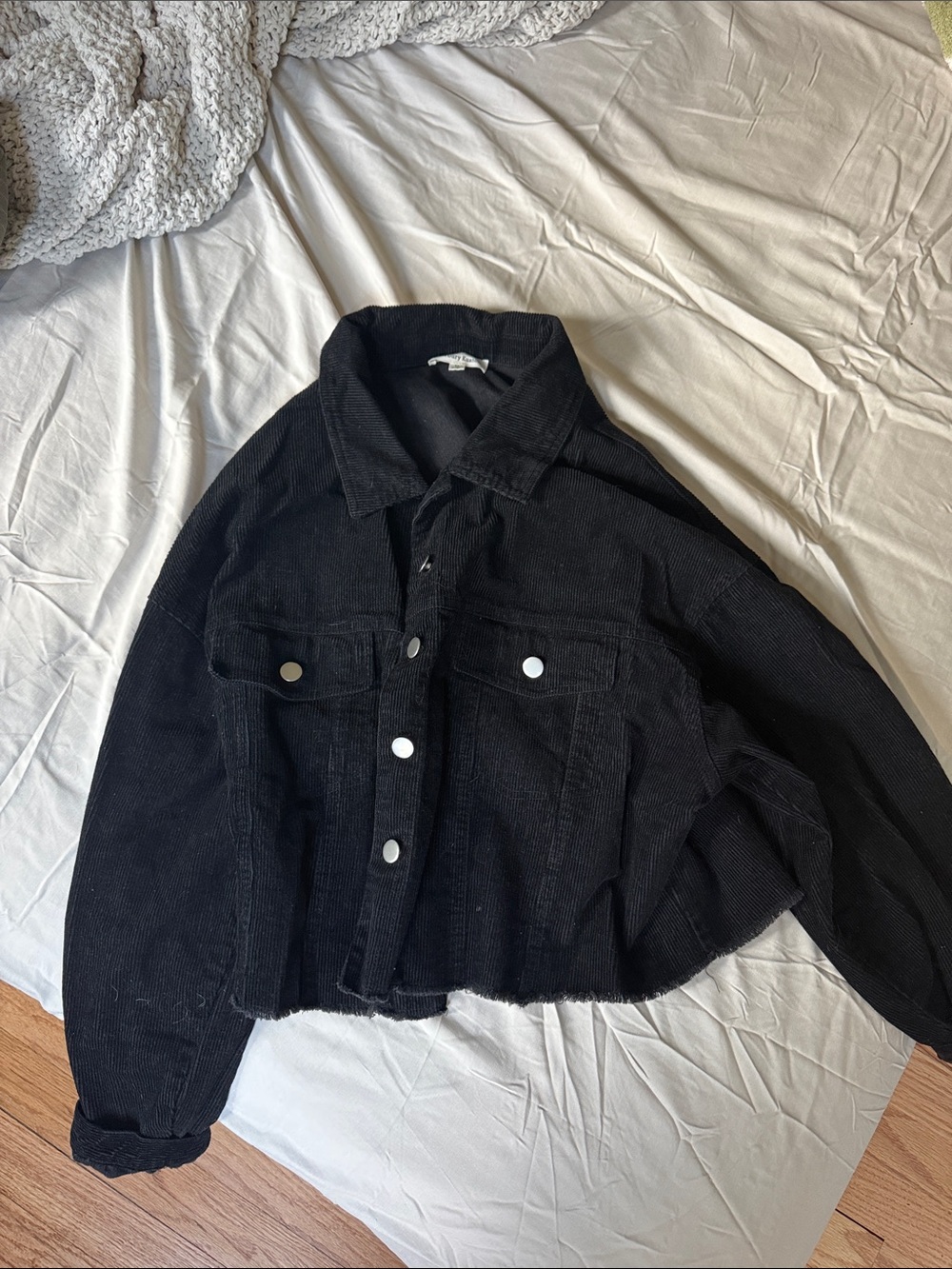 Newbury Kustom Black Cropped Corduroy Jacket